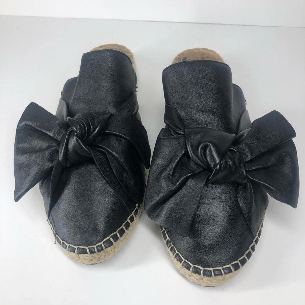 Sam Edelman Leather Black Lynda Bow Espadrille Slip On Shoes Women’s Size 7.5 - Picture 7 of 10